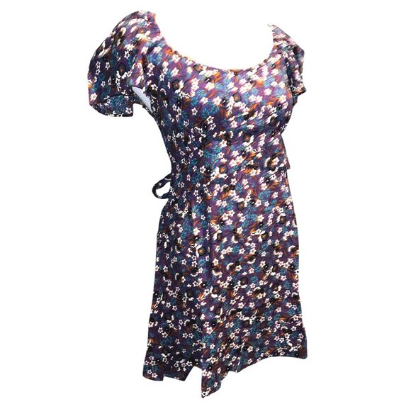 Band of the Free NWT Coraline Purple Floral Crossover Mini Dress Sz Medium Purpl - Picture 8 of 12